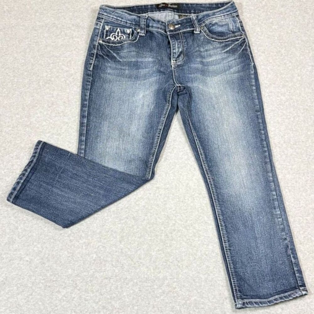 Love X Nation Women’s Size 6 Embellished Bootcut Jeans Rhinestone Flap Pockets
